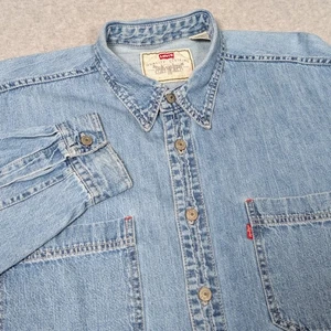 Vintage Levi's Denim Button Up Shirt Mens Size Large Red Tab Long Sleeve - Picture 1 of 6