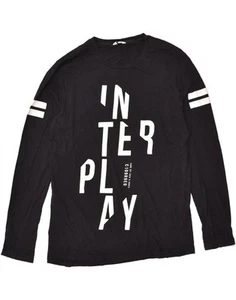 JACK & JONES Mens Graphic Top Long Sleeve Large Black Cotton AM02 - Picture 1 of 3