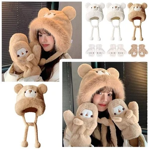 Sombrero de oso de peluche de felpa sombrero de oreja engrosado lindo y elegante otoño inviernoα - Imagen 1 de 30