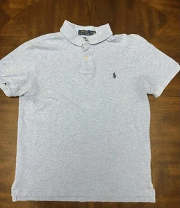Polo Ralph Light Blue Lauren Men’s Large Slim Fit Blue Pony Polo Shirt Preppy - Picture 1 of 13