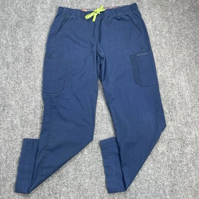 Vera Bradley Scrub Pants Womens Size Petite Large Cargo Pockets Drawstring Blue - Image 1 of 4