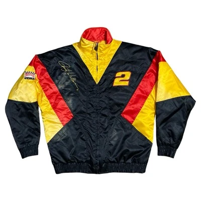 Rusty Wallace #2 NASCAR Vintage 90s Zip Black Nutmeg Nylon Racing Jacket Medium - Image 1 of 4