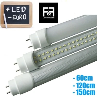 TUBO NEON A LED T8 60cm 90cm 120cm 150cm 6000k 3000k LUCE FREDDA CALDA NEUTRA - Immagine 1 di 4