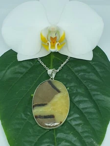 Large Yellow Septarian Dragon Stone Pendant Necklace Silver Plated Sep-9 unusual - Picture 1 of 3
