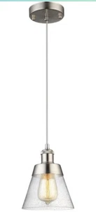 Modern Glass Pendant Light with Handblown Clear Seeded Glass, AM6 - Picture 1 of 4