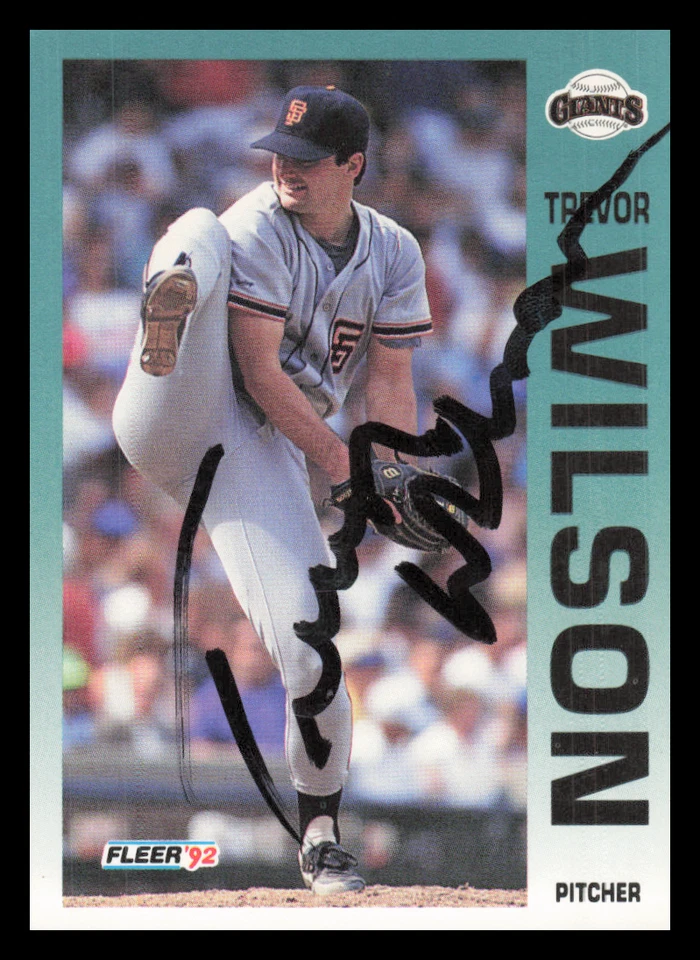 1992 Fleer TREVOR WILSON Signed Card autograph auto GIANTS - Image 1 of 1