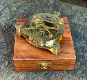 Vintage Brass Sundial Compass 4.5" – Nautical Marine Steampunk Retro Style - Picture 1 of 11