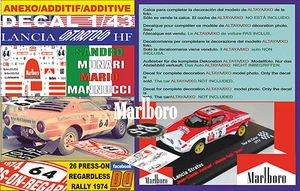 ANEXO DECAL 1/43 LANCIA STRATOS S. MUNARI PRESS-ON-REGARDLESS R. 1974 DnF (12) - Bild 1 von 1