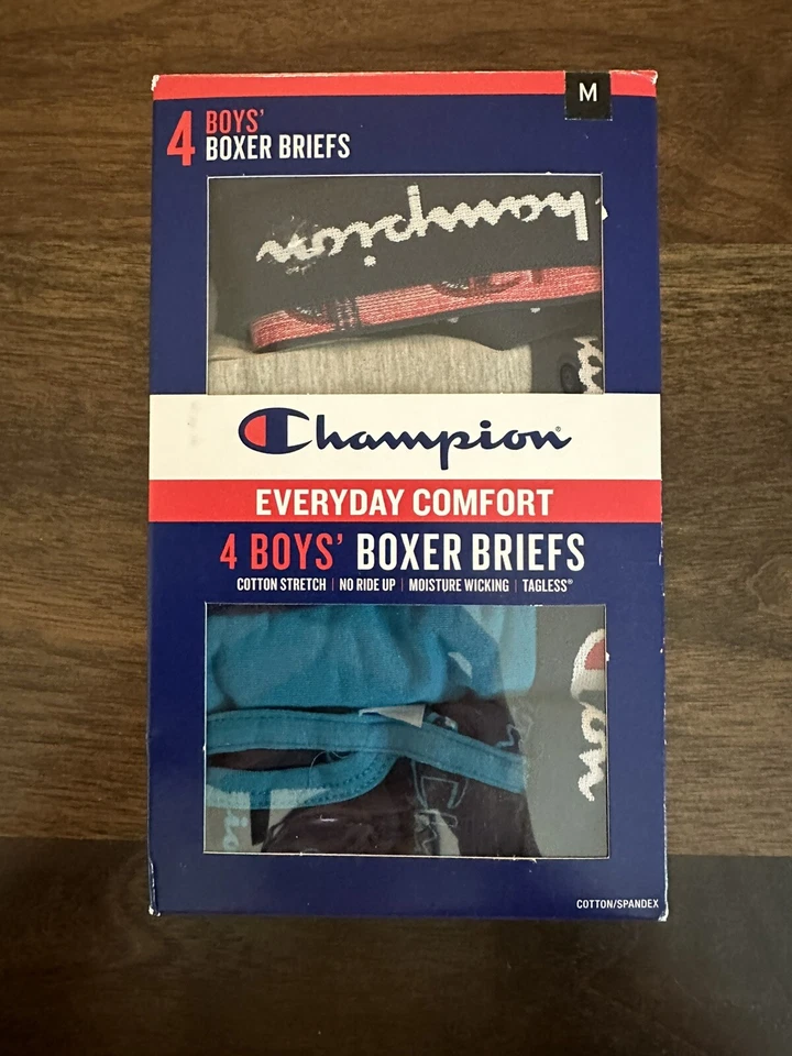 Champion Boys’ Everyday Boxer Briefs MEDIUM 4 PACK 8 PAIR