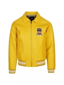 Men's Avirex Gold American Style Flight Bomber Genuine Cowhide Leather Jacket - Picture 1 of 4