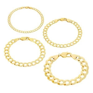 10K Solid Yellow Gold 2mm-12mm Cuban Curb Link Chain Bracelet Men/Women 7" 8" 9" - Picture 1 of 72