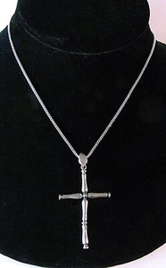 Holy Cross Pendant Necklace 20" Long Box Chain Vintage 925 Sterling Silver - Picture 1 of 3