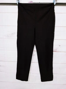 Chico's Womens Pull On Pants Size 2R (US 12R) Black Rhinestone Flat Front - Picture 1 of 9