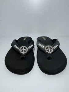NEW Womens Glitterflops Black Leather Crystal Orthopedic Comfort Sandals Size 9 - Picture 1 of 5