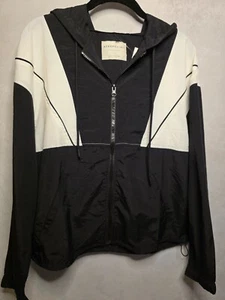 Aeropostale Damenjacke Größe Small schwarz & weiß durchgehender Reißverschluss Kapuze Windbreaker neu mit Etikett - Bild 1 von 6