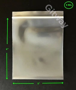 5" x 6" Heavy Duty 6 MIL Resealable Zip Top Lock Bag 6 ML Clear Plastic Bags - Picture 1 of 6