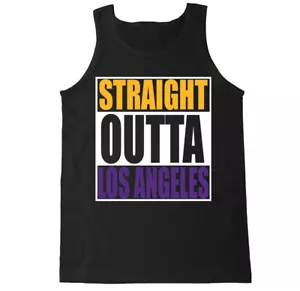 STRAIGHT OUTTA LOS ANGELES LA LAKERS BASKETBALL PURPLE GOLD MAMBA MENS TANK TOP - Picture 1 of 4