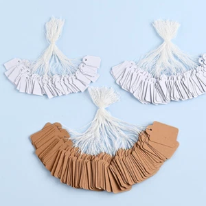 100PCS White Paper Jewelry Clothes Label Price Tags With String 48x30MM - Picture 1 of 17
