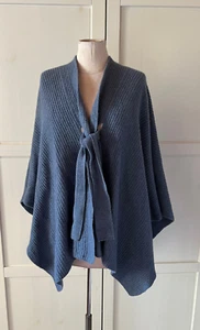 Linvosges Poncho Strick Umhang Jacke Wolle Kaschmir blau Einheitsgröße - Bild 1 von 9