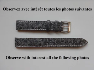 15 mm BRACELET CUIR VEAU VÉRITABLE NOIR COUTURE BLANCHE GRAVÉ DE MOTIFS MAORIS - Imagen 1 de 20