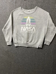 NASA Grayson Threads Sweatshirt Womens Medium Gray Casual Graphic Space Rocket - Picture 1 of 8