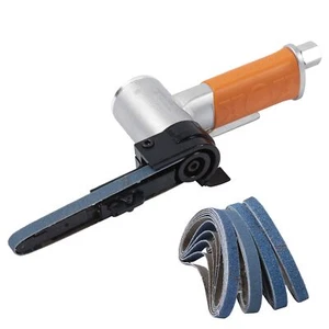 Air Belt Sander 3/8" X 13" Belt Size Pneumatic Tool With 12pc Belts #40 #60 #80 - Picture 1 of 4