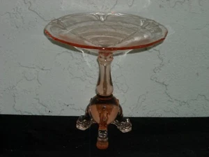 Heisey Empress Compotier Comport Compote with Dolphin Feet  Flamingo Pink - Picture 1 of 3