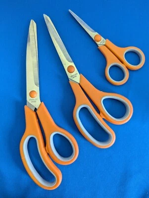 3 pc SCISSOR SET - SOFT GRIP - STAINLESS BLADES - SCHOOL OFFICE SEWING CRAFT NEW - Image 1 of 4