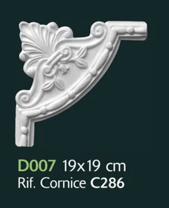 Decoro in gesso per pareti e soffitti 19x19cm - D007 - 4 Pezzi - Ornamento Gesso - Foto 1 di 1
