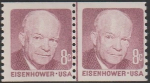 Scott# 1402 - 1970-74 Regular Issue Stamps - 8 cts Dwight Eisenhower Coil Pr (A) - Picture 1 of 1