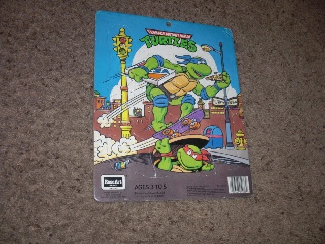 Rompecabezas vintage TMNT 1990 arte rosa colgante tortugas ninja mutantes adolescentes 10" X 12" Foto 1 de 4