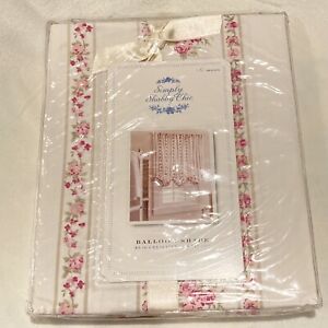 SIMPLY SHABBY CHIC PINK ROSES STRIPE FLORAL (1) BALLOON SHADE VALANCE 63x60” NEW