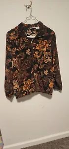 Blair Windbreaker Type Full Zip Jacket Fall Leaves Earth Tones Size Large - Picture 1 of 6