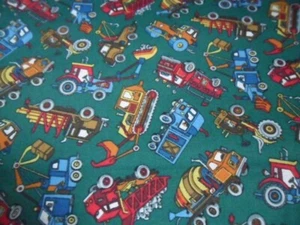 Unwashed cotton fabric construction vehicles tow truck digger bulldozer Cranston - Picture 1 of 1