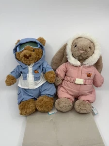 Jellycat Authentic Bartholomew Bear And Bashful Bunny Snow Suit Set NWT Gift - Picture 1 of 8
