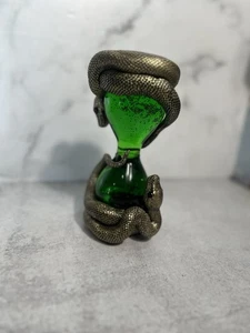 Martha Stewart Halloween Snake Green Hour Glass Black Glitter Decor - Picture 1 of 9