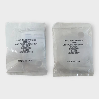 Tyco 330830 Plateado Coaxial UHF Cable Conexión Macho Pin Enchufe Crimpado Recto CANTIDAD 2 Foto 1 de 4