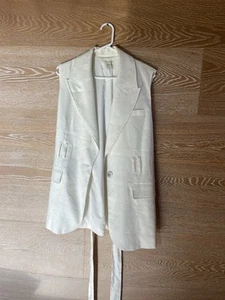 Dissh Sloan White Sleeveless Linen Blend Blazer Size 12 - Picture 1 of 4