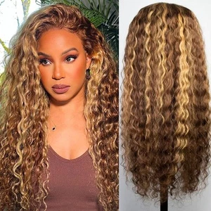 Wear and Go Water Wave Lace Front Wigs Human Hair 4/27 Highlight 9x6 HD Lace ... - Picture 1 of 6