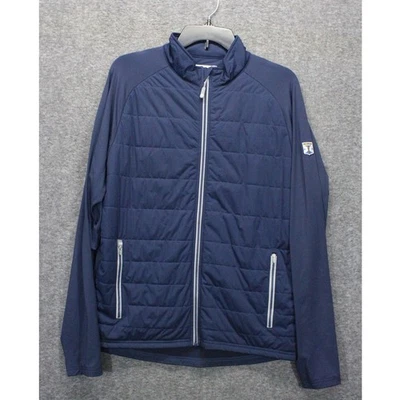 Peter Millar Crown Men's Medium Quilted Golf Full Zip Blue Jacket Kinloch Club - Image 1 of 4