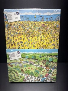 Wo ist Waldo? On The Beach & Safari Park Vintage 1989 Puzzle 100 Teile NEU - Bild 1 von 5