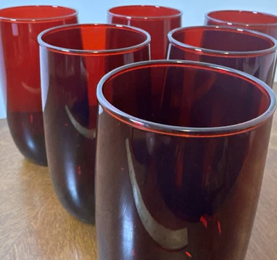 Vasos de cristalería vintage de 5" Anchor Hocking rojo rubí real Foto 1 de 4