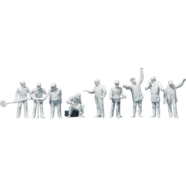 Preiser 63003 1 Bahn- und Gleisbauarbeiter. 9 unbemalte Miniaturfiguren Neu