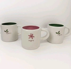 2008 Starbucks Grow & Inspire Kaffeebecher Tassen weiß grün pink 10oz ~ 3er Set - Bild 1 von 12