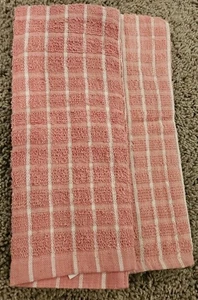 New Woolworth Vintage Dish/Tea Towels Pink&White 100%cotton - Picture 1 of 4