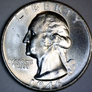 1946s BU ++ Washington Quarter Silver Coin NICE LUSTER  LOT #18   NR - Picture 1 of 2