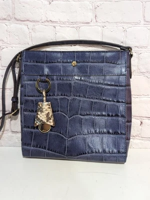 G.I.L.I. Bolso Bandolera Azul Pitón Serpiente Cocodrilo Cuero Repujado Borla Hombro Foto 1 de 4