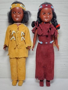 Vintage Native American Boy And Girl Doll Sleepy Eyes Qualla Reservations N.C. - Picture 1 of 8