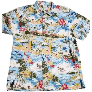Camisa de Campamento Walt Disney World Hawaiana Aloha Para Hombres XL Mickey Mouse Surf Tiki Lei - Imagen 1 de 8