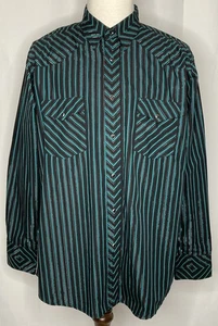 Vintage Wrangler Shirt Mens XL LongSleeve Western Rodeo Snap Button Stripes VTG - Picture 1 of 9